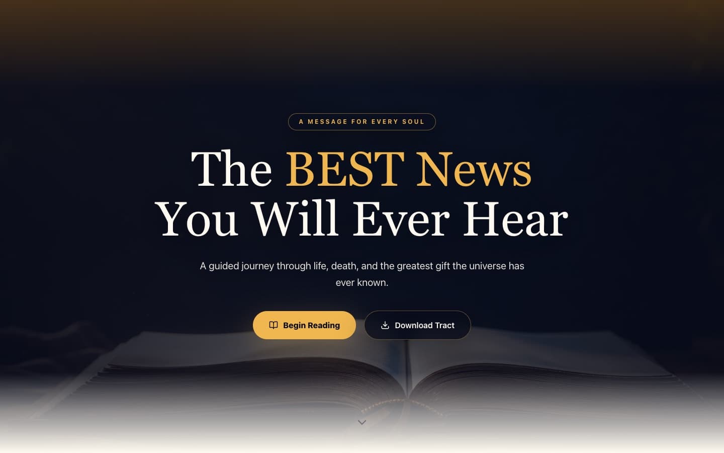 The The BEST News You Will Ever Hear website on a desktop screen